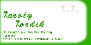 karoly kordik business card